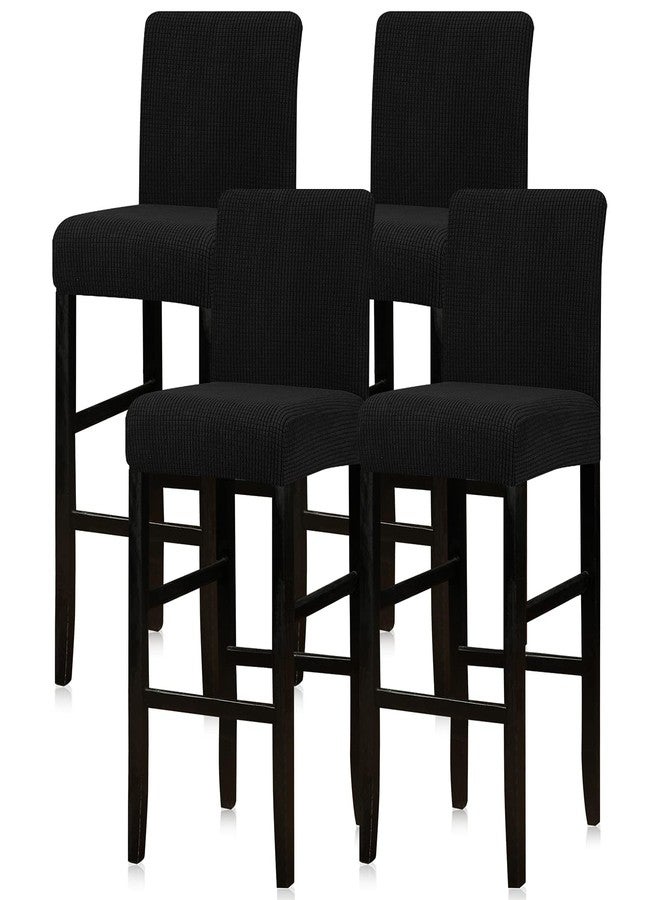 Lellen Bar Stool Covers Set of 4,Stretch Washable Bar Stool Seat Covers,Removable Bar Chair Covers with Backs,Counter Height Bar Stool Chair Covers for Kitchen Dining Room Cafe（Black） - Image 1